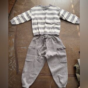 Zara Gray and Cream Knit Sweater with Gray Trousers toddler size 3